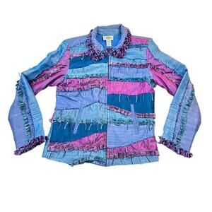 Vintage Sandy Starkman Art Wear Patchwork Silk Jacket Small